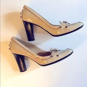 Tod’s Patent Leather Block Heel Loafer Pumps S 38